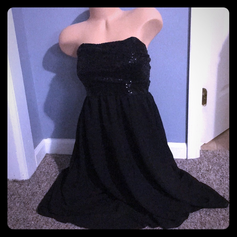 Strapless High-Low Sequence Dress